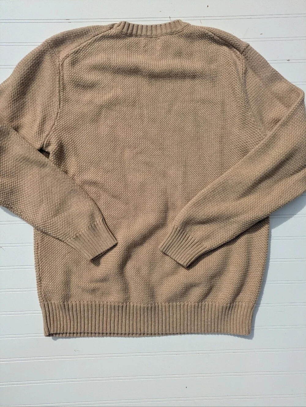 J. Crew Camel Thick Cotton Knit Basketweave Crewneck Sweater Holiday 2025